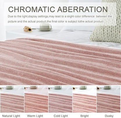 Chenille Throw Blanket for Couch 50" x 60", Dusty Pink