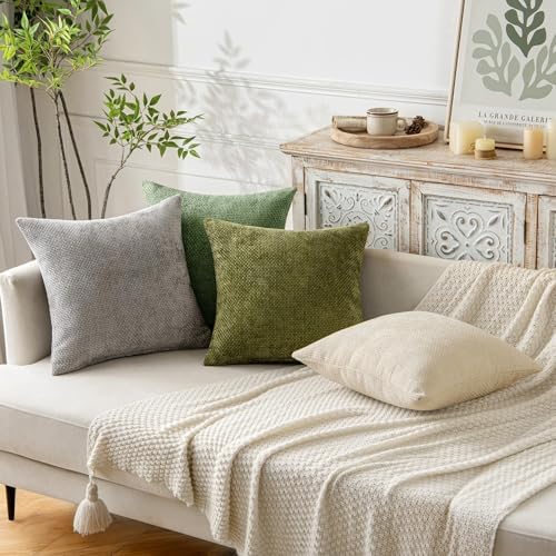 MIULEE Decorative Couch Throw Pillow Covers 18x18 Inch Sage Green 2 Pack
