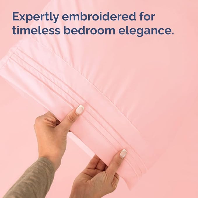 Standard Pillow Cases Set of 2 - Ultra-Soft Hotel Quality Pillowcase Covers - Comfy & Wrinkle Free - Stain and Fade Resistant - Machine Washable Pillow Protectors - 2 Piece Set - Baby Pink