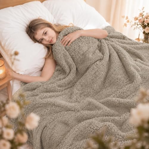 Eydna Electric Heated Blanket Full Size 72"×84" with 9 Heating Levels & 1-10Hs Auto Off，Double Sided Plush Sherpa, Energy Efficient, Machine Washable, Couch & Bed, Gifts for Family- Light Brown