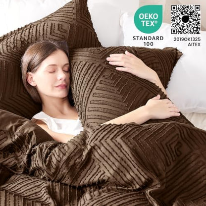 JOLLYVOGUE Twin/Twin XL Comforter Set, Boho Tufted 2PCS Bed Set, Brown