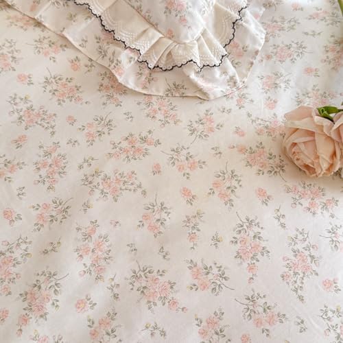 mixinni Country Floral Duvet Cover Set Twin XL Size – 100% Cotton Cottagecore Bedding with Double Layer Ruffle Lace & Black Lace Trim, Shabby Chic Reversible Farmhouse Style Comforter Cover 3-Piece