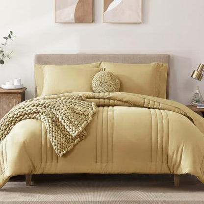 Monbix King Size Comforter Set-7 Pieces Soft Bed in a Bag King Bedding Sets