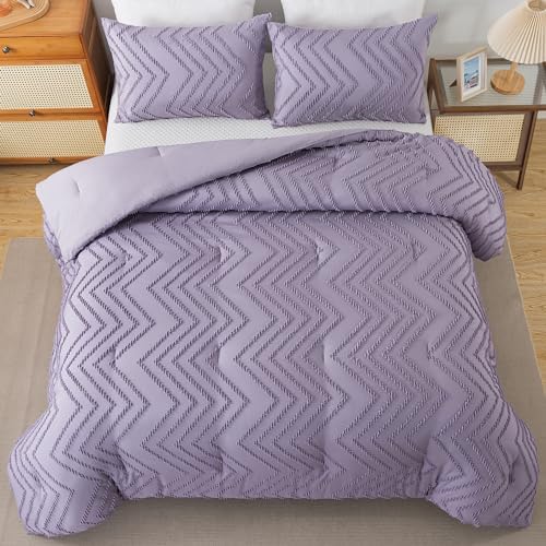 Andency Purple Comforter Set Queen Size, 3 Pieces Boho Bed Set