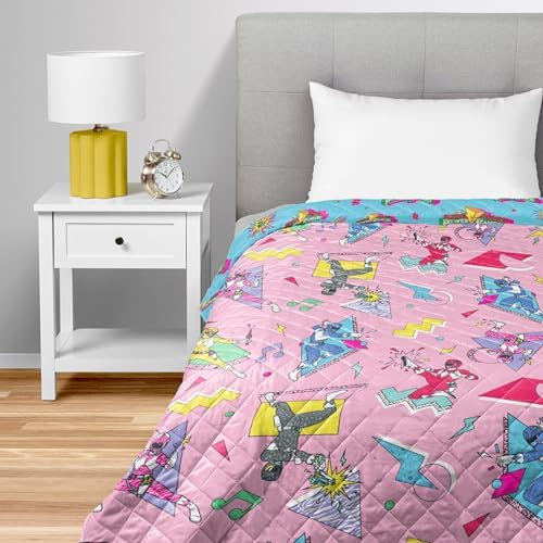 Northwest Power Rangers Retro Twin Quilted Blanket, Comfy Throw, Adults Boys Girls, Soft Lightweight Bedding for Bed, or Couch, 60 x 80 inches