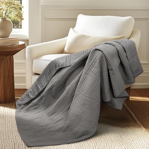 Levtex Home - Cloud Waffle - Throw - Waffle Textured - Grey - Throw (50x60in.) - Cotton