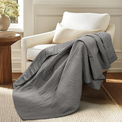 Levtex Home - Cloud Waffle - Throw - Waffle Textured - Grey - Throw (50x60in.) - Cotton