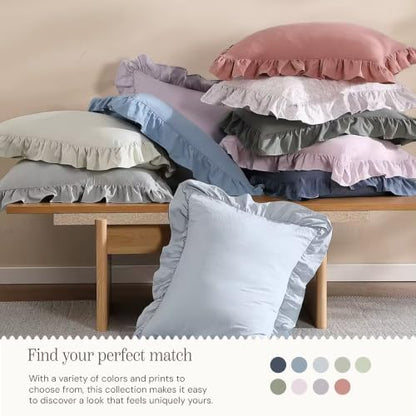 BLOOMHAVEN King Size Comforter Set-7 Pieces Ruffle Bedding Floral Sheet