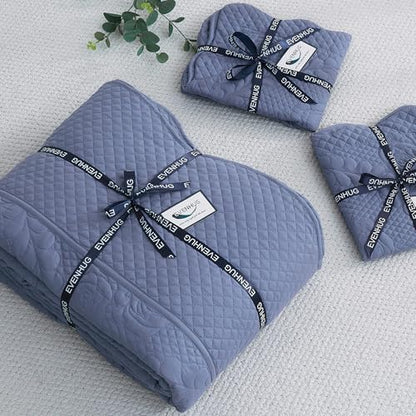 EVENHUG Oversized King Bedspreads California King Quilt Set with Pillow Shams Extra Wide Large King Size Quilts Lightweight Coverlet Bedding Sets Blue 120"x120"
