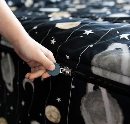 Beddy's Space Theme Durable Zipper Bedding for Kids, Bed in a Bag, Black Sheets and Universe Galaxy Comforter with Stars & Solar System, Includes Pillowcase and Sham, Easy to Make and Wash