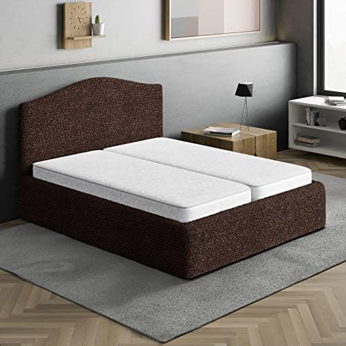 PAULATO BY GA.I.CO. Stretch Headboard and Frame Slipcover – Soft Bi-Elastic 1-Piece Bedframe Cover – Furniture Protector Machine Washable – Dark Brown (Full/Queen 55"-71" Wide)