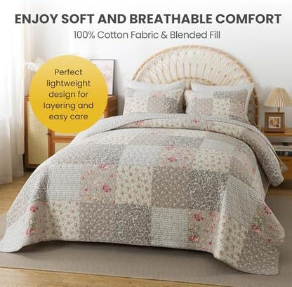 SLPR - Walk in the Cotswolds Patchwork Cotton Quilt Set, Twin with 1 Sham