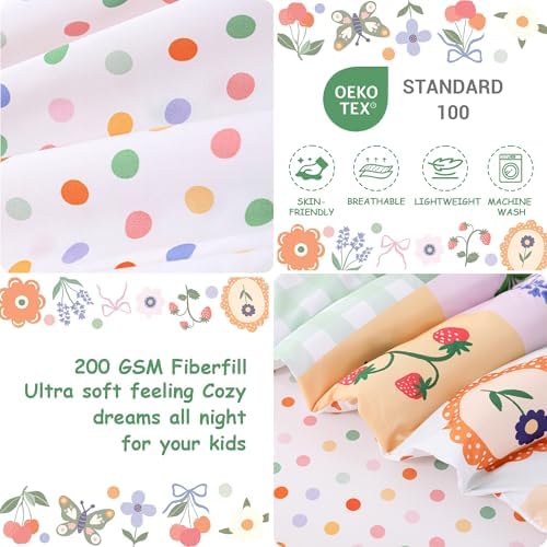 Mooreeke Toddler Bedding Sets for Girls,4 Pieces Floral Butterfly Printed