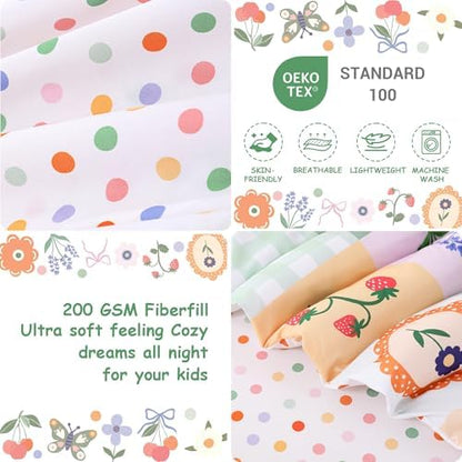 Mooreeke Toddler Bedding Sets for Girls,4 Pieces Floral Butterfly Printed