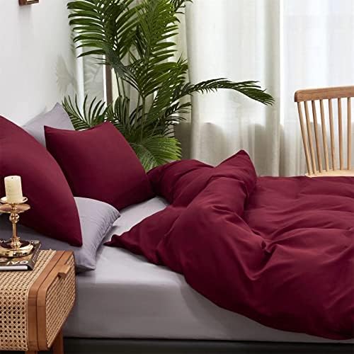 Houseri Burgundy King Size Comforter Set - 3 Pieces Dark Red Bedding Sets Women Comfy Vintage Noble Bordeaux Red Comforter Men Blackish Red Bedding Deep Wine Red Soft Lightweight Quilt Blanket King