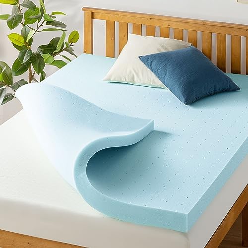 Best Price Mattress 4 Inch Ventilated Memory Foam Mattress Topper, Cooling Gel Infusion, CertiPUR-US Certified, Dorm Essentials, Twin