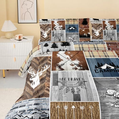 QOOMO Hunting Deer Kids Comforter Set Queen Size