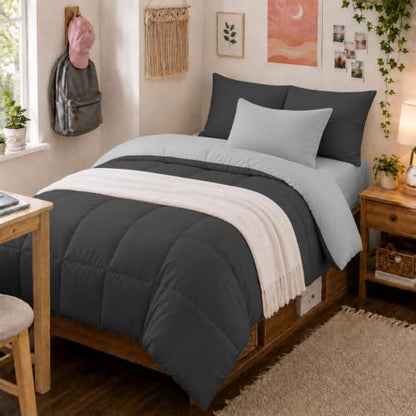 Anluoer Twin Comforter Set, 5 Piece Bed in a Bag Twin Bedding Sets