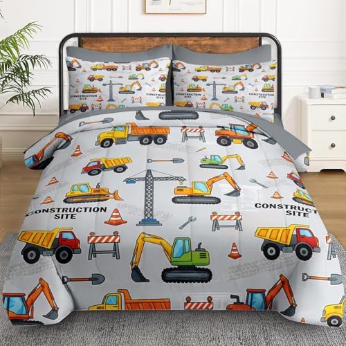 WeCozy 5 Pieces Twin Comforter Set for Boys - Truck Bedding for Kids