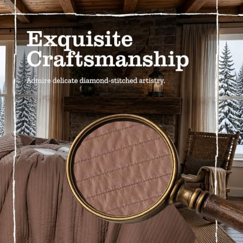 DOWN HOME Twin Quilt Bedding Set with Sham, Vintage Washed Quilted Blanket Thin Comforter Lightweight Bedspread Coverlet Bed Cover, Brushed Microfiber Stripe Stitching, Washed Terra, 66"x92"
