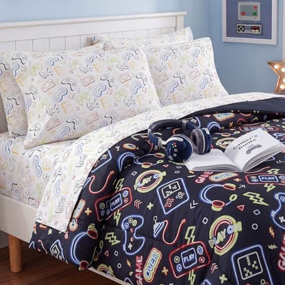Full Comforter Set for Boys -7 Pieces Gamer Full Size Bedding Sets for Kids