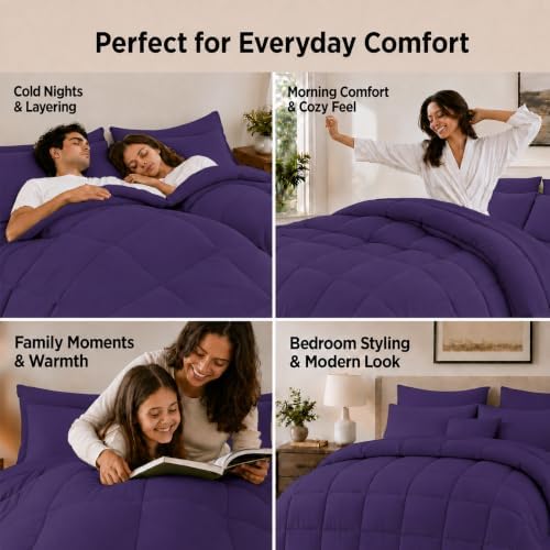 Anluoer Queen Comforter Set 7 Piece, Soft Bed in a Bag Queen Bedding Sets