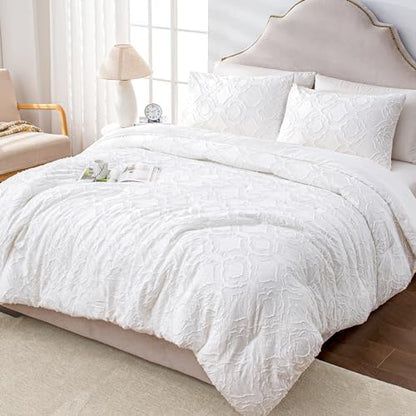 Andency Comforter Set Full White, 3 Pcs Bedding