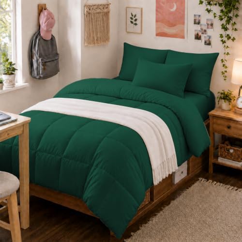 Anluoer Twin Comforter Set, 5 Piece Bed in a Bag Twin Bedding Sets