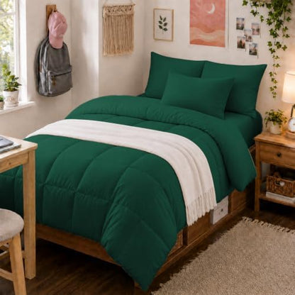 Anluoer Twin Comforter Set, 5 Piece Bed in a Bag Twin Bedding Sets