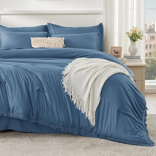 Andency King Comforter Set, 7 Pieces Sea Blue Bedding