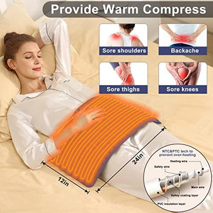 Heating Pad Electric Heat Pad, Hot Heated Pad,Multiple Temp and Timer Settings,Suitable for Shoulders, Neck, arms, Abdomen, Back, Legs, etc (NavyBlue, 33"X17")