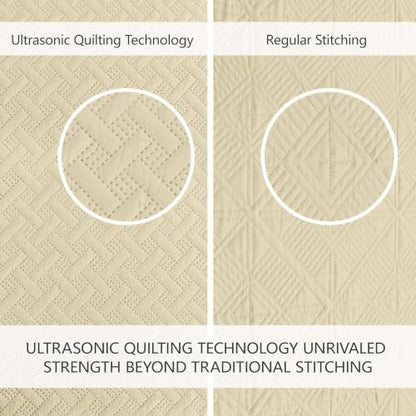 FLYMME Oversized King/California King Quilt Set 118"x106", Butter Yellow 3-Piece Floor-Length Bedspread, Premium Microfiber Lightweight Coverlet for King/California King Bed (1 Quilt, 2 Shams)