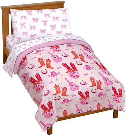 Trend Collector Cowgirl Toddler Comforter Set 4 Piece Bedding, Pink