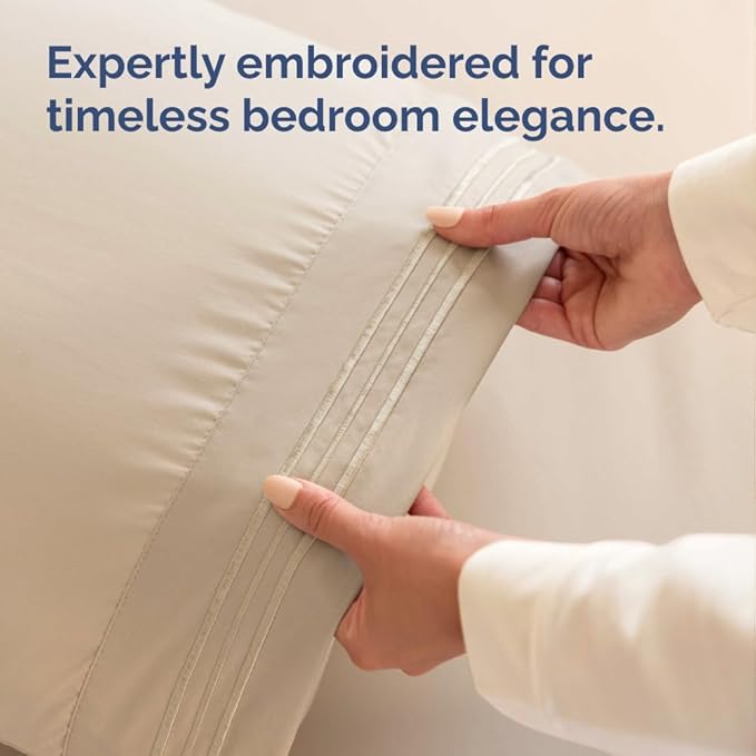 Standard Pillow Cases Set of 4 - Ultra Soft Hotel Quality Pillowcase Covers - Comfy Cozy Bedding for Women, Men, Kids & Teens - Machine Washable Pillow Protectors - 4 Piece Set - Standard Size Cream