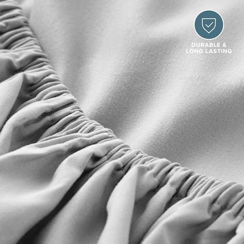 Bare Home Full XL Fitted Sheet - 1800 Ultra-Soft (Full XL, Cloud Grey)