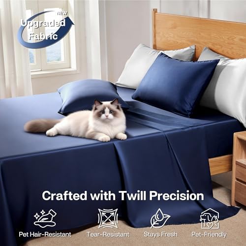 MR&HM Twin XL Sheets 3 Pieces, Rayon Derived from Bamboo Blend, Navy Blue