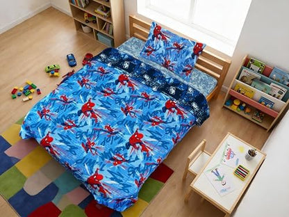Marvel Spiderman Twin Comforter Set, Reversible Design Ultra Soft Fade Resistant Microfiber Kids Bedding Set, Officially Licensed