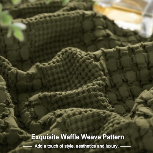 PHF 100% Cotton Waffle Body Pillowcase with Zipper, 1 Pack 20" x 54" Soft Skin-Friendly Pillow Sham, No Filling, Aesthetic Woven and Breathable Waffle Weave Body Pillow Cover for Bed, Capulet Olive