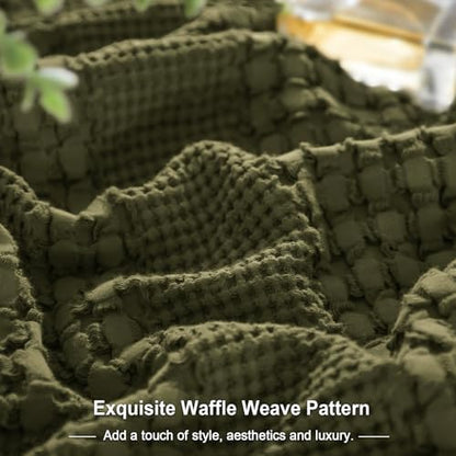 PHF 100% Cotton Waffle Body Pillowcase with Zipper, 1 Pack 20" x 54" Soft Skin-Friendly Pillow Sham, No Filling, Aesthetic Woven and Breathable Waffle Weave Body Pillow Cover for Bed, Capulet Olive