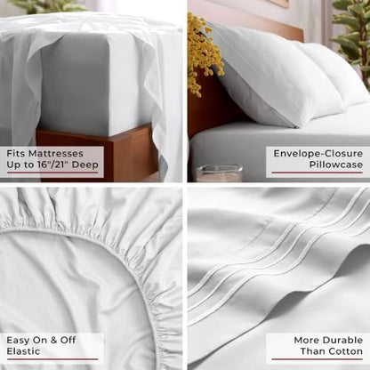 Mellanni Iconic 3-Piece, Ultra Soft Sheet Set (Twin XL, White)