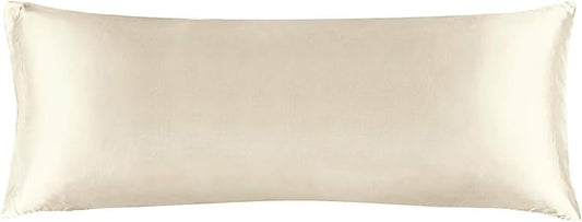BEDELITE Satin Body Pillow Cover, Super Soft and Cooling Body Pillow Pillowcase for Hair and Skin, Breathable Silky Full Long Pillowcase Cover(20"x54", Beige)