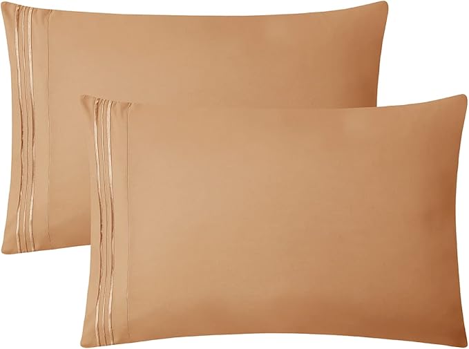 Clara Clark 1800 Premier Series 4pc Bed Sheet Set - King, Mocha Light Brown Carmel