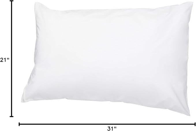 Amazon Basics Queen Size Pillowcase with Zipper, 100% Cotton Hypoallergenic, White (31 x 21 Inches), Pillows Not Included
