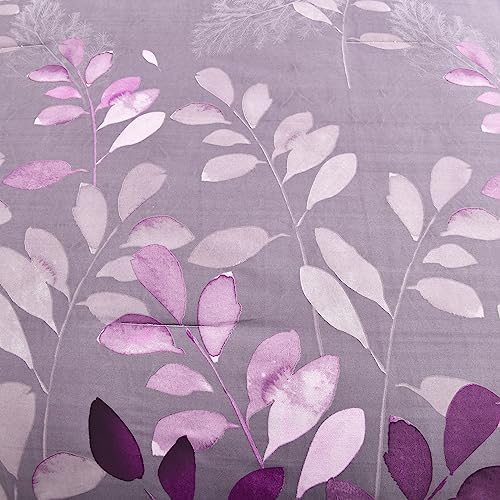 DJY Purple Comforter Set King, Botanical Leaves Comforter for King Bed 3 Pieces Reversible Floral Bed Comforter Sets Soft Microfiber Bedding Set for All Season (104"x90")