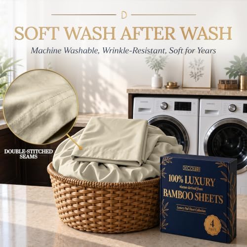 DECOLURE 100% Viscose Derived from Bamboo Sheets Twin Size | 3 Pc Bed Set
