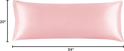 BEDELITE Satin Body Pillow Cover, Super Soft and Cooling Body Pillow Pillowcase for Hair and Skin, Breathable Silky Full Long Pillowcase Cover(20"x54", Pink)