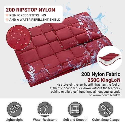 KingCamp Ultralight Camping Blanket, Wearable Packable Blanket 69" x 53"