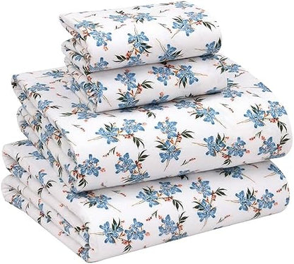 RUVANTI Flannel Sheets Set Queen Size, Cloud Nine