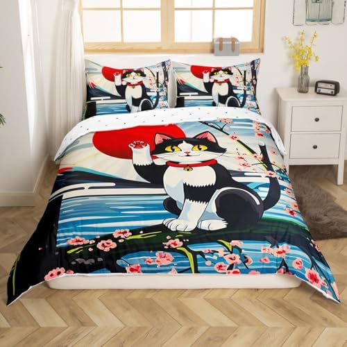 Feelyou Kids Lucky Cat Duvet Cover King Size Boys Girls