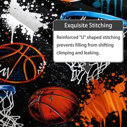 Axolotl Basketball Comforter Set King Size,Basketball Sports Comforter Set,Ball Sport Bedding,Sports Theme Bedding,Grunge Aesthetic Cool Bed for Boys Kids Men,1 Quilt 2 Pillowcases